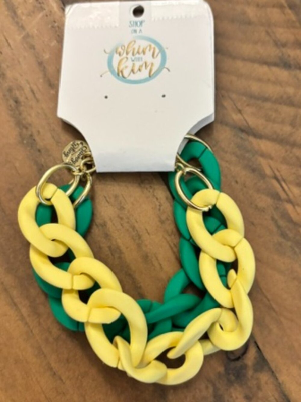 Green & Gold Chunky Acrylic Chain Bracelet Set Game Day Jewelry